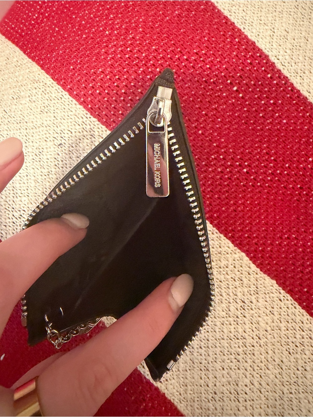 Michael Kors Black Logo Zip Card Pouch with Gold Hardware - Picture 3 of 3